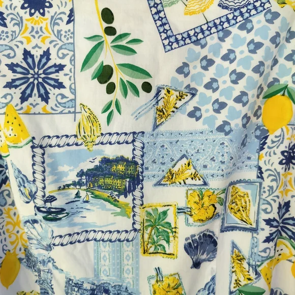 J. Crew Lemon Floral Beach Print Sleeveless Midi‎ Shirt Dress 100% Cotton - Picture 8 of 8